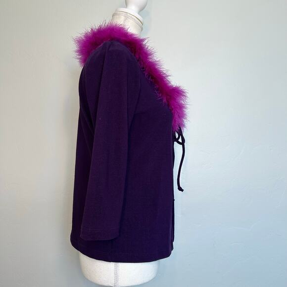 y2k fur collar cardigan - Picture 5 of 7